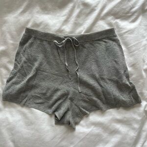 Skin Gray Ribbed Knit Lounge Shorts XS